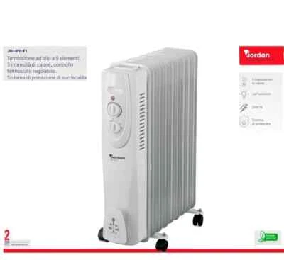 JORDAN Termosifone Elettrico Ad Olio Radiatore 9 Elementi 2000 Watt Portatile JR-HY-F1