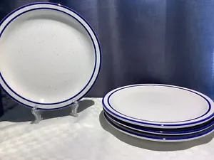Set 4 piatti Syracuse China 9" strisce blu maculate USA LEGGI - Foto 1 di 15