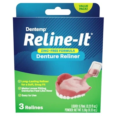 Kit de relineo de dentadura postiza - Logra comodidad de ajuste personalizado con 3 kits de fórmula avanzada Foto 1 de 4