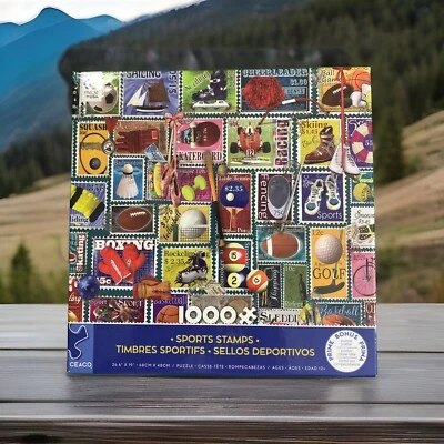 CEACO Sports Stamps Puzzle with Poster (1000 Pieces) ALL PIECES!! (PRE-OWNED) - Image 1 of 4