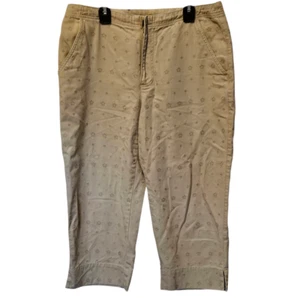 Liz Claiborne Lizwear spitz zulaufende Damenhose Größe 12 khaki beige Blumendetail - Bild 1 von 3