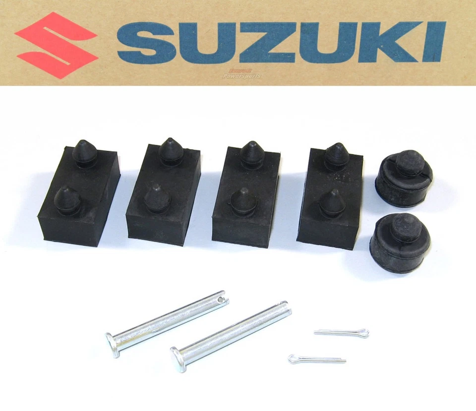 New Seat Rubber Mount Kit with Pins Genuine Suzuki OEM Saddle Bumpers Notes #G52 - Image 1 of 3