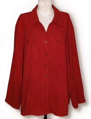 LA Blues - Cazadora delantera con botones de polietileno/spandex de gamuza roja rica - Para mujer 26/28 W Foto 1 de 3