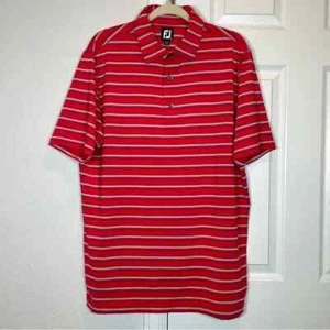 FootJoy Lisle Space Dyed Stripe Self Collar Golf Polo - Racing Red Size L - Bild 1 von 8