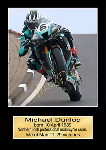 MICHAEL DUNLOP Sport Signed Photo Reproduction Posters Print Wall Art A3,A4,A5 - Picture 1 of 1