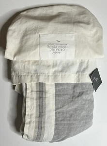 Restoration Hardware Washed Organic Linen Stripe Crib Skirt Dark Grey NEW $159 - Picture 1 of 6