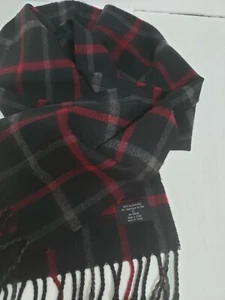 Karierter schwarz/grau Herren Schal weich warm Acryl 64x10 mit Quasten A013 - Bild 1 von 5