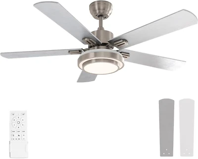 Ceiling Fan with Lights Remote Control, 52 Inch, Brushed Nickel (5-Blades) - Image 1 of 4