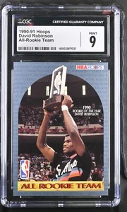 1990-91 NBA Hoops All-Rookie Team – David Robinson San Antonio Spurs CGC 9 Mint - Picture 1 of 2