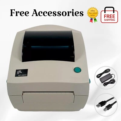 Zebra LP2844 Direct Thermal Label Barcode Printer USB Serial Parallel BUNDLE - Image 1 of 4