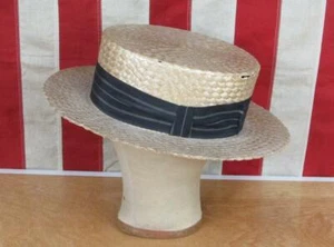 Vintage 1940s Dor Sil Baltimore Straws Boater Hat Skimmer/Spectator Display Prop - Picture 1 of 9