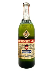 PERNOD 45 LIQUEUR D'ANIS QUALITE SUPERIEURE - 1L 45% - 1960S - Foto 1 di 5