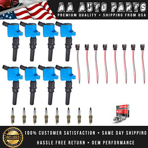 8 Professional Ignition Coil & Motorcraft Spark Plug & connectors for Ford F53