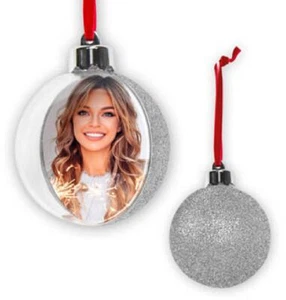 ZEP Weihnachtskugel mit Foto 10x10 cm Silber zum Hängen - Bild 1 von 1