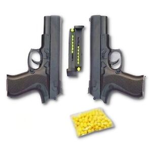 Toy Gun Pistol Black for Kids with 8 Round Reload and 6 mm Plastic pack of 2