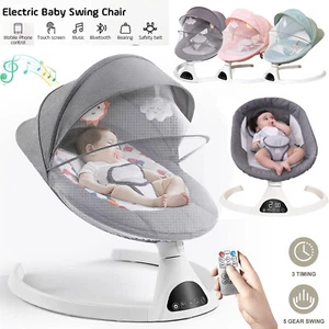 Bluetooth Electric Baby Swing Infant Music Cradle Bouncer Rocker Chair + Remote - Picture 1 of 29