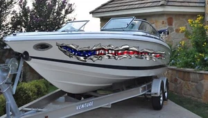 USA Flag Boat Wrap, Flag Boat Vinyl, Big Flag Boat Graphics, US Flag Sticker - Picture 1 of 10