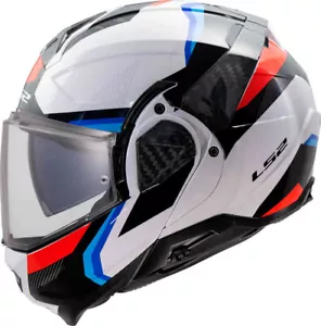 CASCO MODULARE 180 APRIBILE FF910 LS2 ADVANT II 2 TRIPLE BIANCO BLU ROSSO - Picture 1 of 8