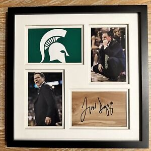 TOM IZZO SIGNED FRAMED 12X12 FLOORBOARD COLLAGE MICHIGAN STATE SPARTANS WITH COA
