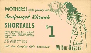 Shortalls Spielkleidung Mädchen Kleidung Wilbur Rogers Store Werbe Postkarte - Bild 1 von 2