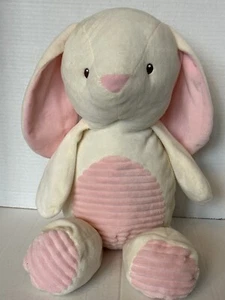 Kellytoy Cuddle Bunny Rabbit Rattle Pink White Ribbed Large Lovey Stuffed Plush - Bild 1 von 9