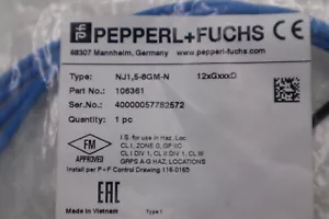 NEW Pepperl Fuchs NJ1,5-8GM-N Inductive Proximity Sensor STOCK B-1619 - Picture 1 of 2