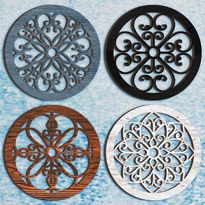 4 Pcs Thicken Rustic Wall Decor Farmhouse Wall Art Wooden Hollow Carved Desig... - Picture 1 of 6