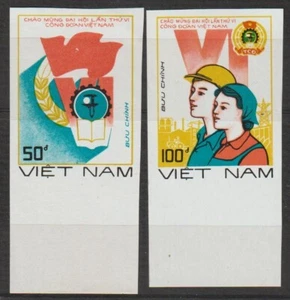 Estampillas de 1988 Congreso Sindical Vietnamita Sc # 1870-1871 Imperf MNH - Imagen 1 de 1