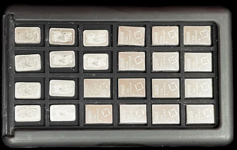 24 X 1 GRAM 999 FINE PLATINUM VALCAMBI & PAMP 1 G SUISSE BARS IN ELEMENT CARD Cover