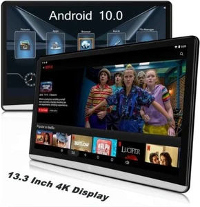 2X 13.3"Android 10.0 Car Headrest Monitor 1080P Touch Screen WIFI BT HDMI FM MP5 - Picture 1 of 7