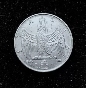 ITALIEN 1 LIRA ADLER 1942 MÜNZE VZ++/AU ZUSTAND MAGNETISCHE ART SIEHE FOTOS - Bild 1 von 2