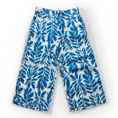 Pantalones nuevos Rachel Zoe para mujer talla XL anchos azul cielo blanco 100 % lino Foto 1 de 4