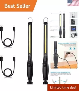800 Lumens Rechargeable LED Work Light with Magnetic Base & 360° Swivel - 2 Pack - Picture 1 of 13