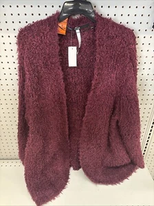 Kensie Cardigan Sweater Womens XXL Fuzzy Soft Open Front Red Maroon Comfort - Picture 1 of 1