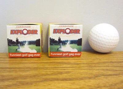 2 BOLAS DE GOLFE EXPLODINDO EXPLODEM EM UMA NUVEM DE MORDAÇA DE FUMAÇA PRESENTE BRINCADEIRA NUVEM-FLITE - Imagem 1 de 4