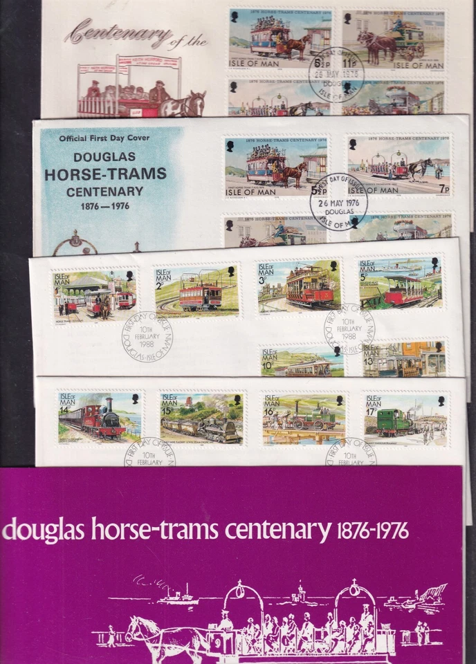 Tranvías y motores ferroviarios Isla de Man elección de FDC paquete de presentación caballo Foto 1 de 1