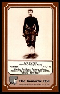 1975 FLEER FOOTBALL CARDS IMMORTAL ROLL JOE GUYON NEW YORK GIANTS #51A INSERT IN