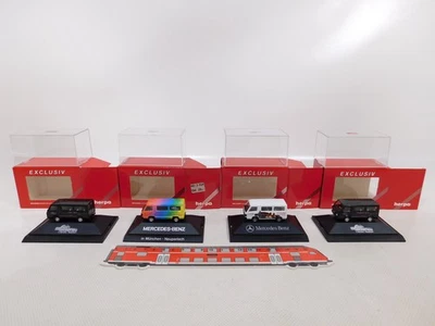 4X Herpa H0 1:87 Mercedes MB 100 Monaco Neuperlach Norimberga Sg+Box #EA378-0,5 - Immagine 1 di 4