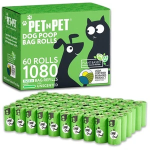 1080 Conti Sacchetti di Cacca Verde per Cani, 38% a Base di Piante e 62% PE Extra Spessi Do... - Foto 1 di 6