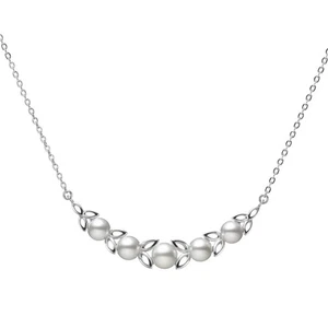 MIKIMOTO Akoya White Pearl station Necklace 5.25-6.00mm Sterling Silver【New】 - Picture 1 of 2