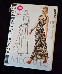 McCall's UNCUT Easy Pattern MP284 Misses Size 8-16 Knit Maxi Dress with Belt - Picture 1 of 4