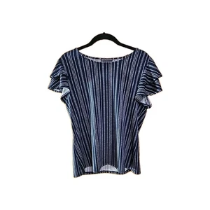 Adrianna Papell Damen Marine Kurzarm Freizeit Pullover Bluse Top Größe Medium  - Bild 1 von 7