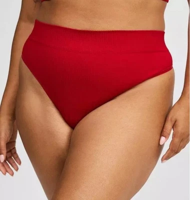 Torrid Size 1  Seamless Rib High Rise Thong Panty. Jester Red. New - Image 1 of 4