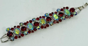 Vintage D&E Juliana Red & AB Strass Armband silberfarben MCM Nachlass keine Sicherheit - Bild 1 von 8