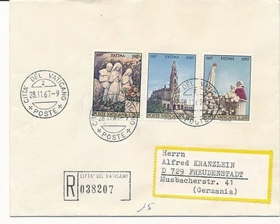 D222535 Apparition of the Virgin Mary Registered Cover Vatican City - Image 1 of 2