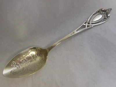 COLHER LEMBRANÇA PRATA ESTERLINA SABETHA KANSAS PADRÃO LUNT MONTICELLO 1908 - Imagem 1 de 4