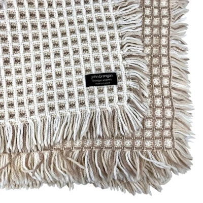 Manta Tejedores John Branigan Lana Hecha a Mano Irlanda Tiro 70"x50" Beige Marfil Foto 1 de 4
