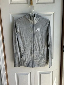 Boys Nike NSW Tech Gray Full Zip Hoodie Club Swoosh Sportswear L/S Size XL - Picture 1 of 7