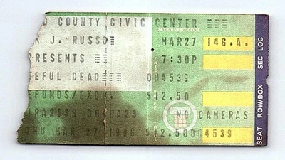 Grateful Dead Concert Ticket Stub March 27 1986 Portland Maine - Image 1 of 2