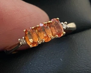 Hermoso Zafiro Naranja Natural Oro 9CT Talla Q - Imagen 1 de 12